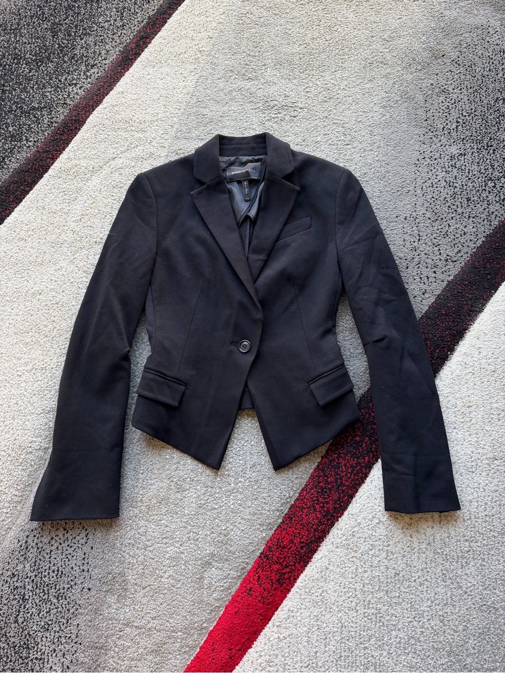 BCBGMaxAzria Black One Button Fitted Blazer